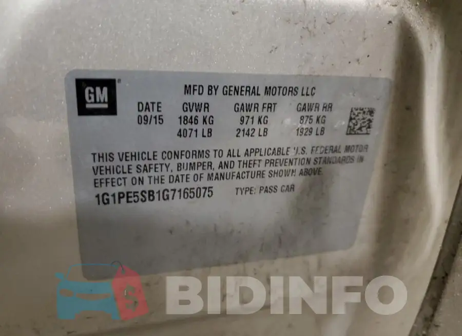 1G1PE5SB1G7165075 Photo# 12