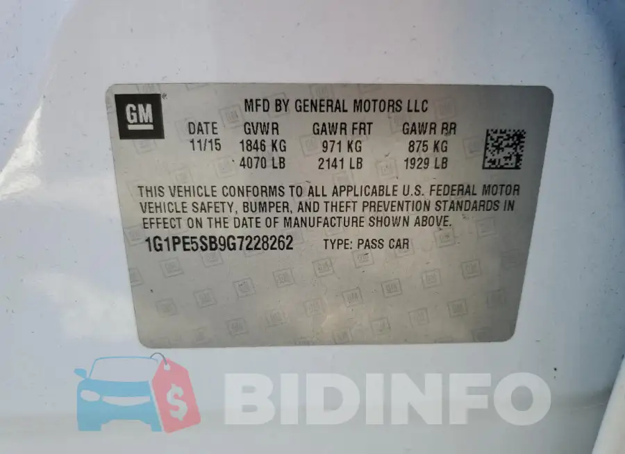 1G1PE5SB9G7228262 Photo# 12