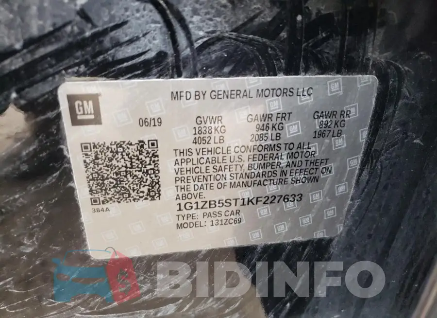 1G1ZB5ST1KF227633 Photo# 12