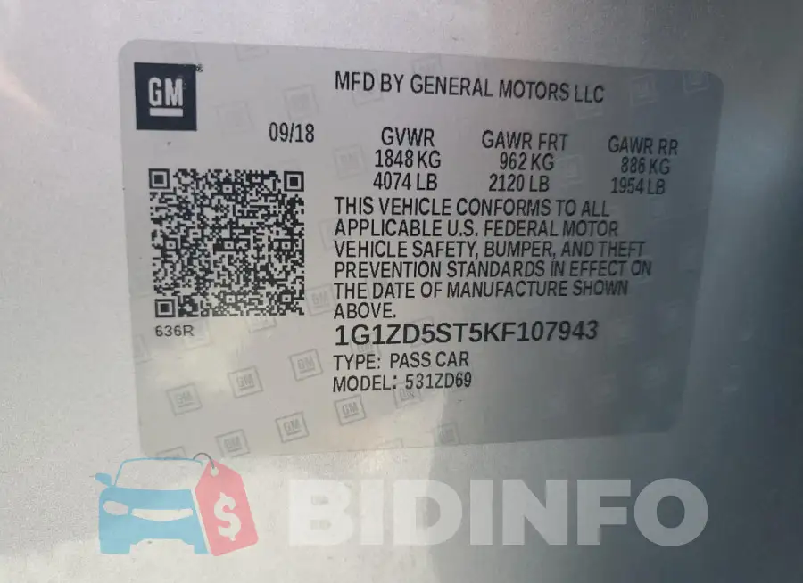 1G1ZD5ST5KF107943 Photo# 12