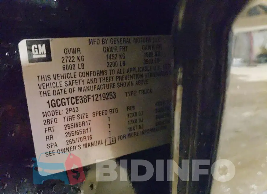 1GCGTCE38F1219253 Photo# 12