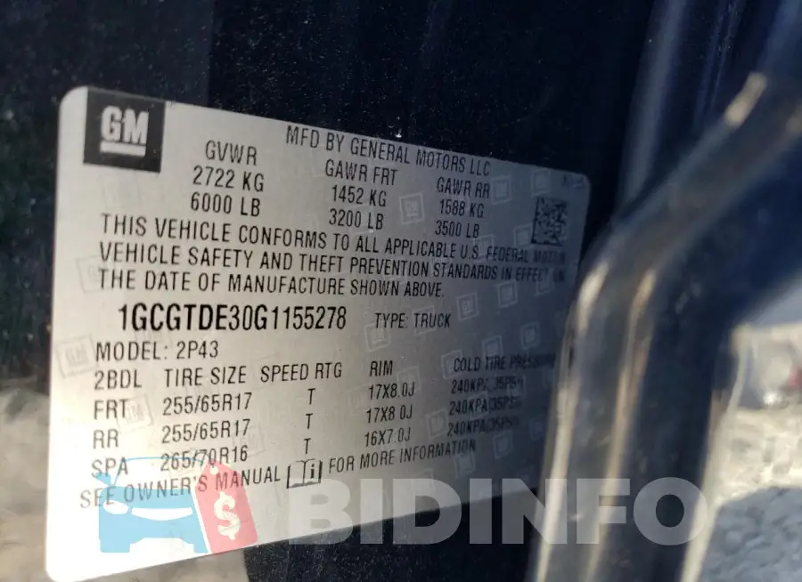 1GCGTDE30G1155278 Photo# 12