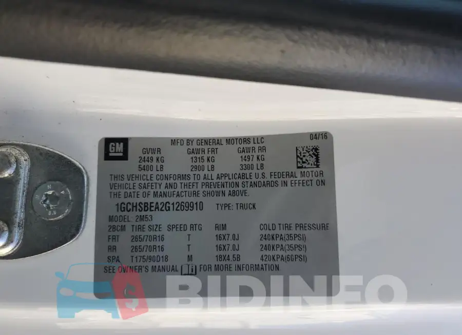 1GCHSBEA2G1269910 Photo# 12