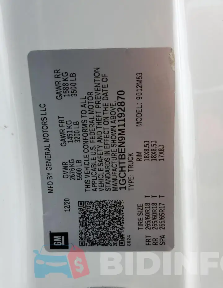 1GCHTBEN9M1192870 Photo# 12