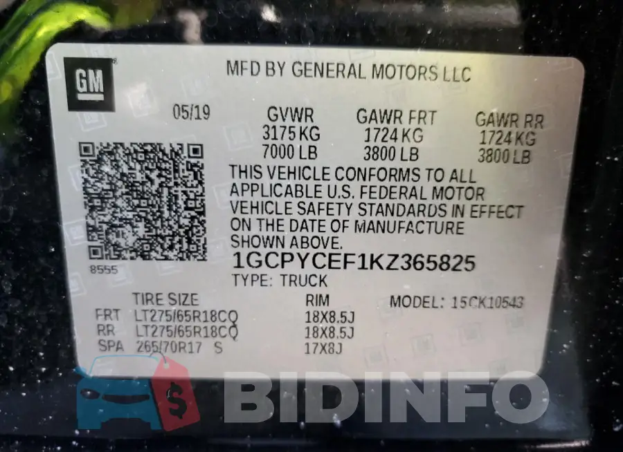 1GCPYCEF1KZ365825 Photo# 12