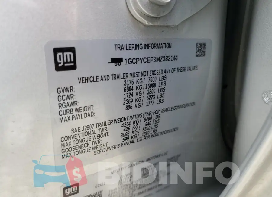 1GCPYCEF3MZ382144 Photo# 12