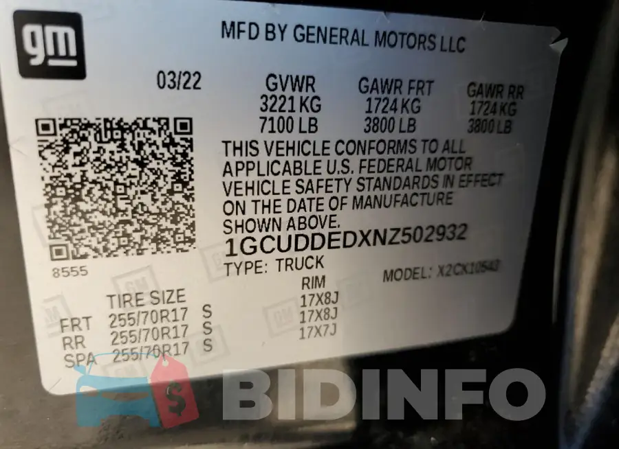 1GCUDDEDXNZ502932 Photo# 12