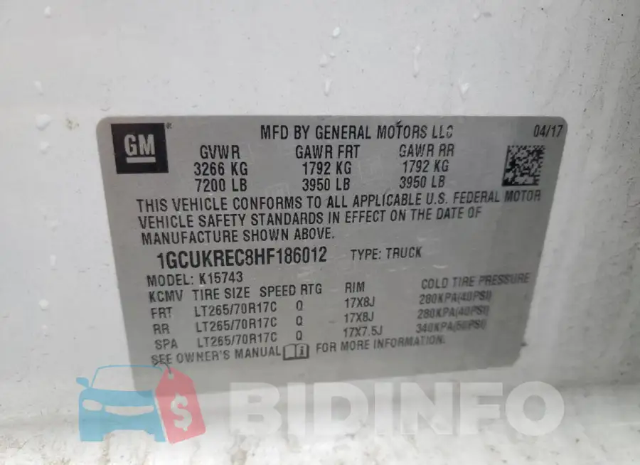 1GCUKREC8HF186012 Photo# 12