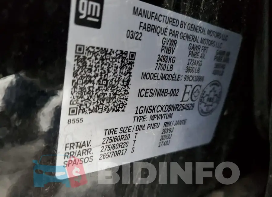 1GNSKCKD9NR254529 Photo# 13