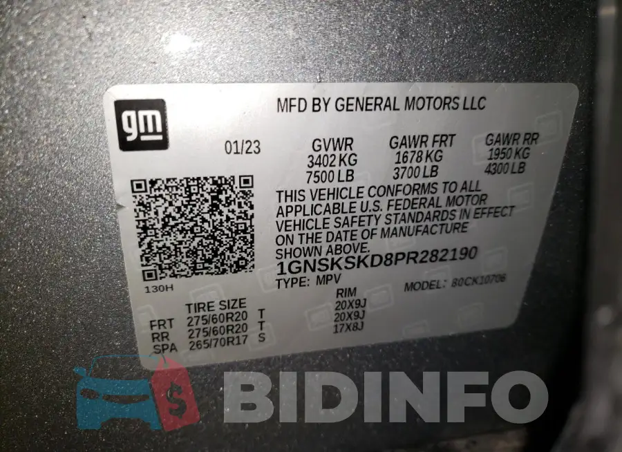 1GNSKSKD8PR282190 Photo# 14