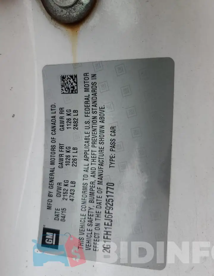 2G1FH1EJ6F9251770 Photo# 12