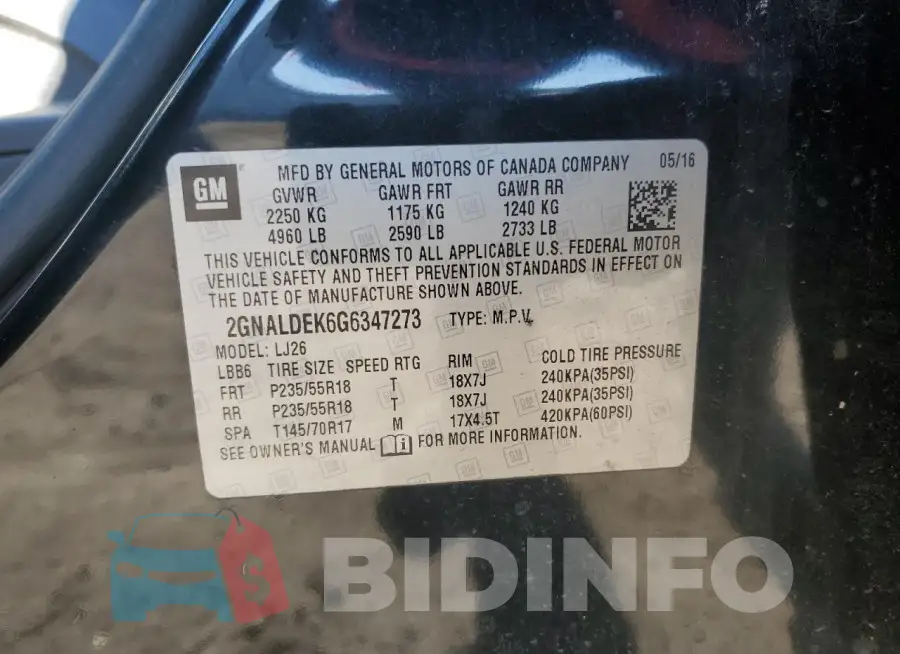 2GNALDEK6G6347273 Photo# 14