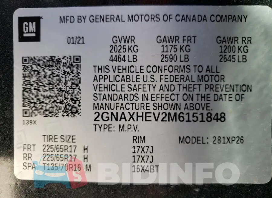 2GNAXHEV2M6151848 Photo# 13