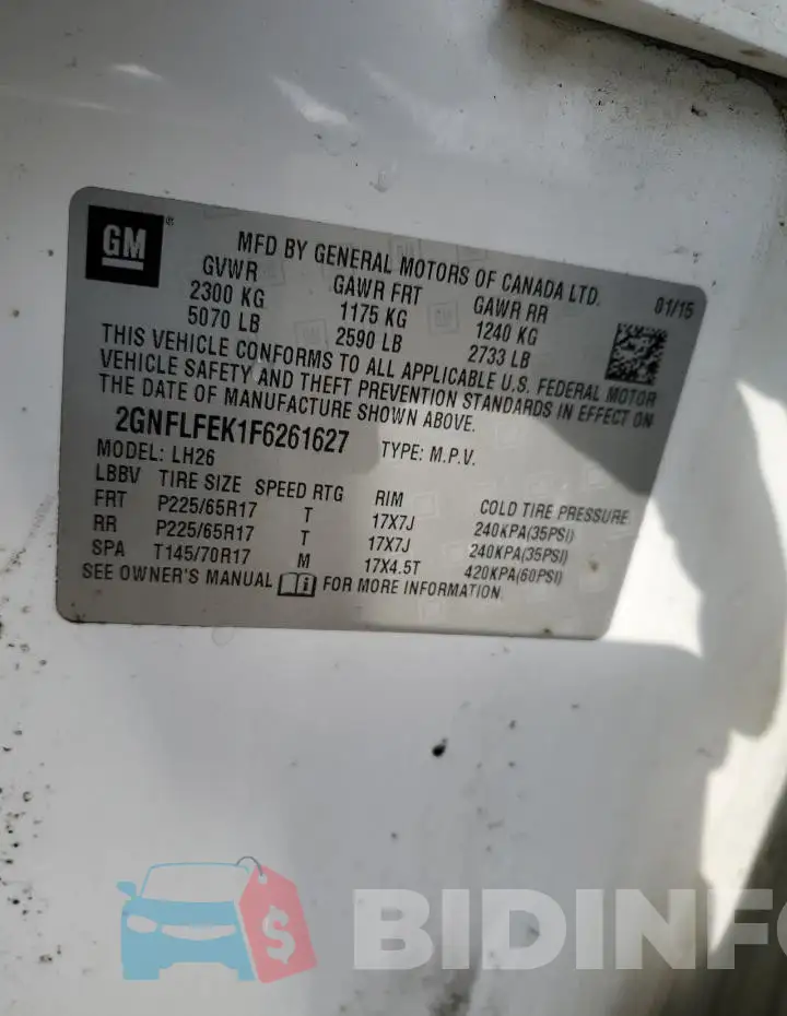 2GNFLFEK1F6261627 Photo# 13