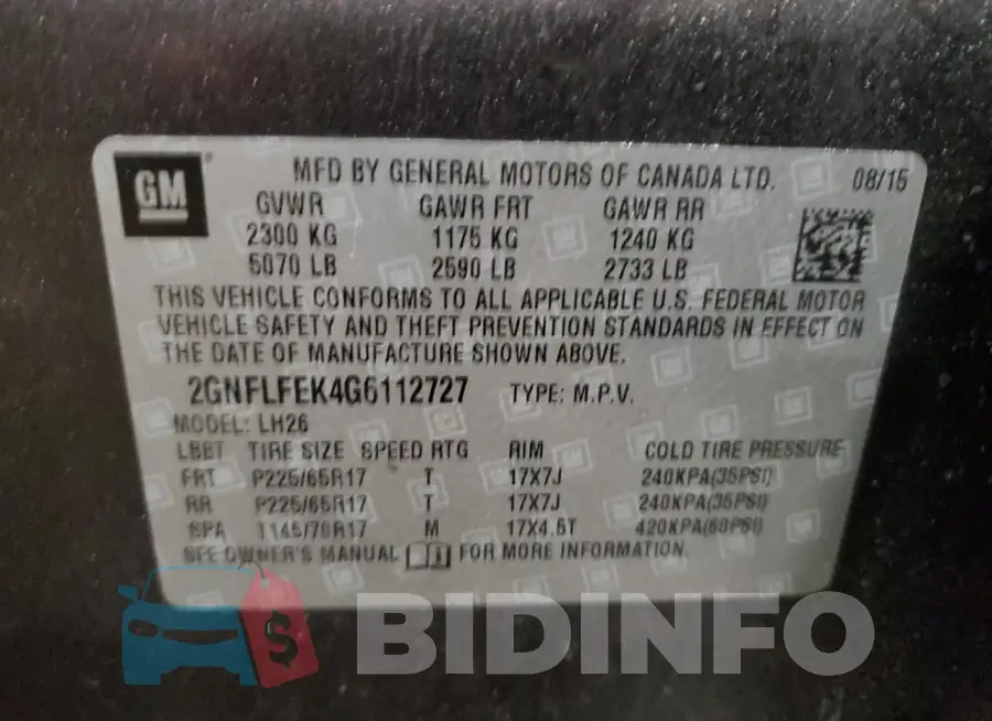 2GNFLFEK4G6112727 Photo# 13
