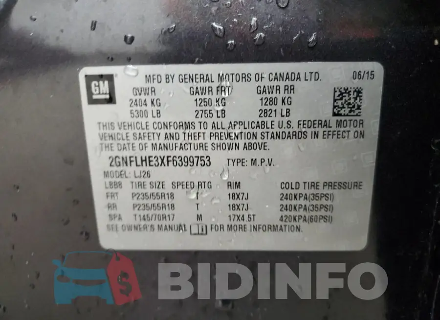 2GNFLHE3XF6399753 Photo# 13