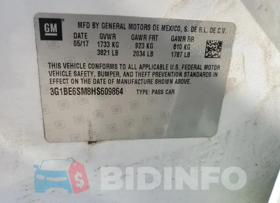 3G1BE6SM8HS609864 Photo# 12