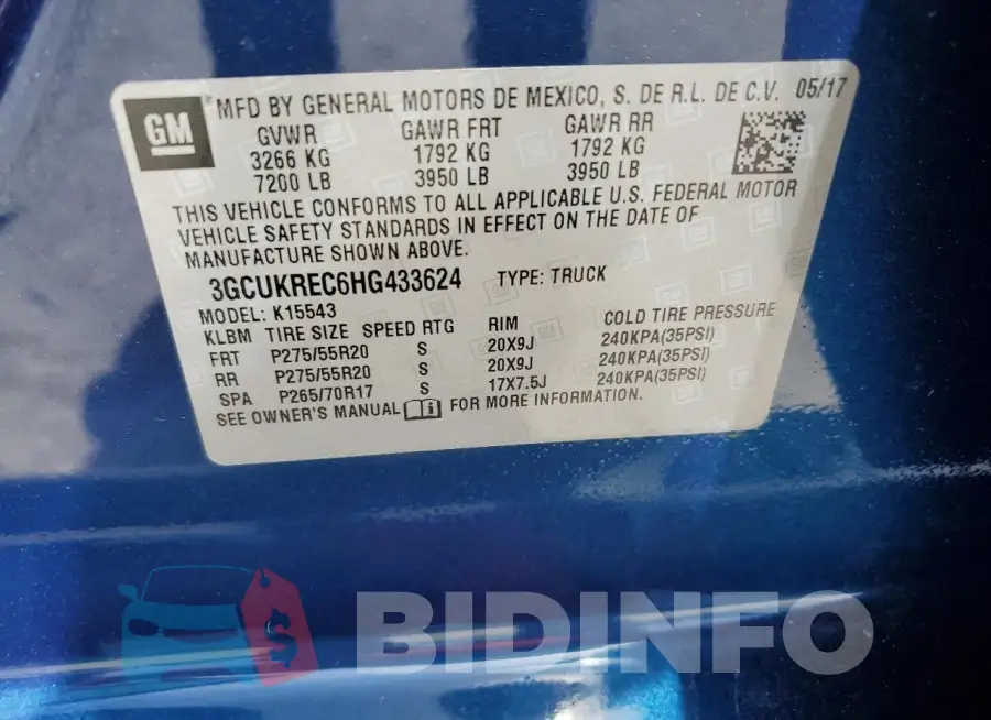 3GCUKREC6HG433624 Photo# 12
