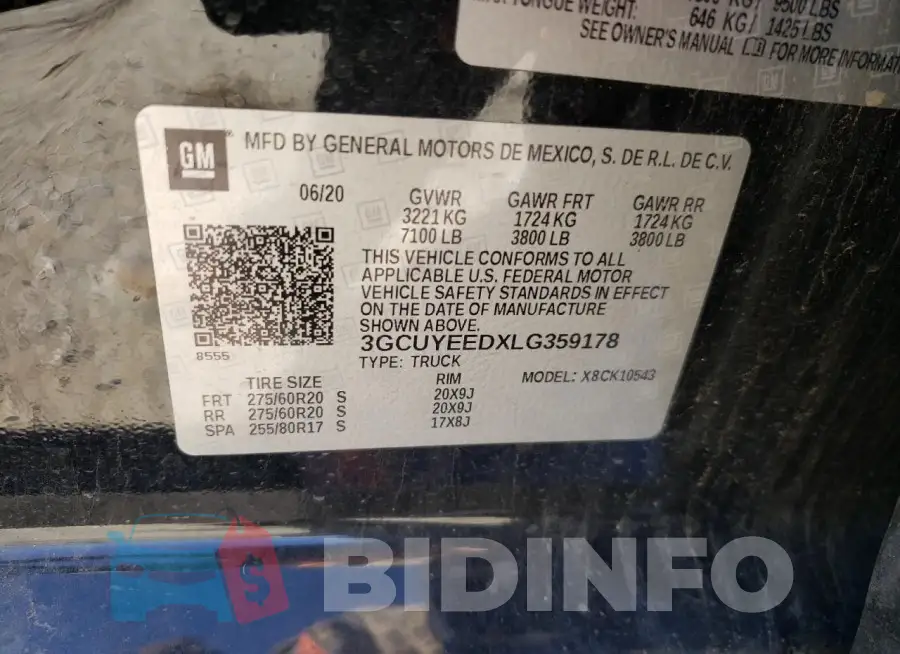 3GCUYEEDXLG359178 Photo# 12