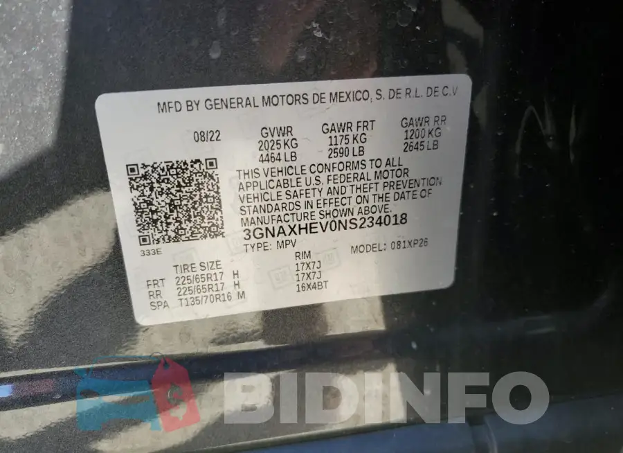 3GNAXHEV0NS234018 Photo# 12