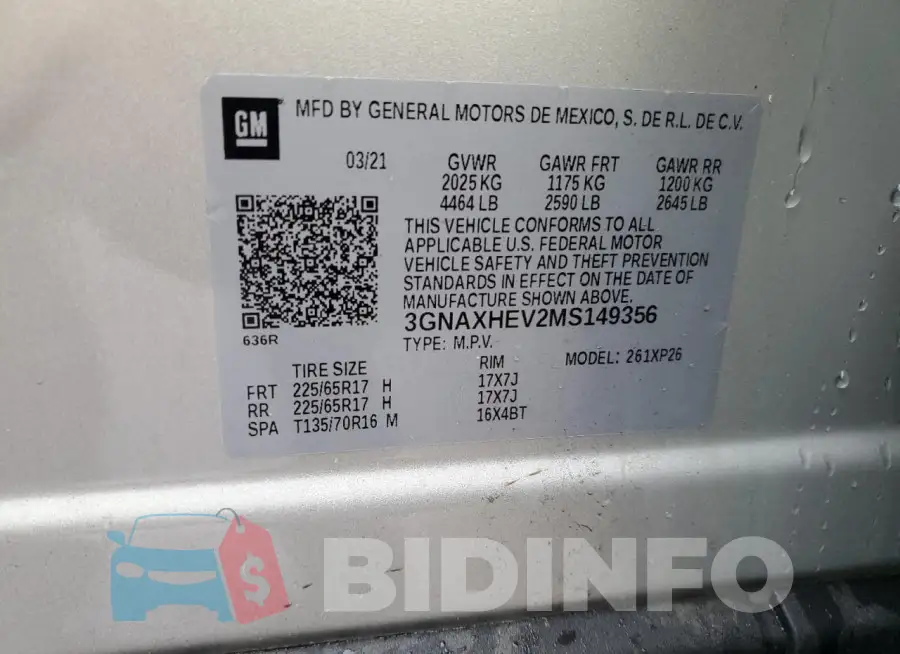 3GNAXHEV2MS149356 Photo# 12