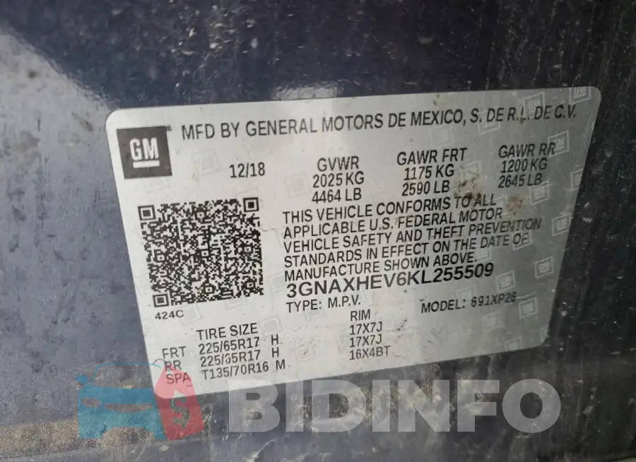 3GNAXHEV6KL255509 Photo# 13