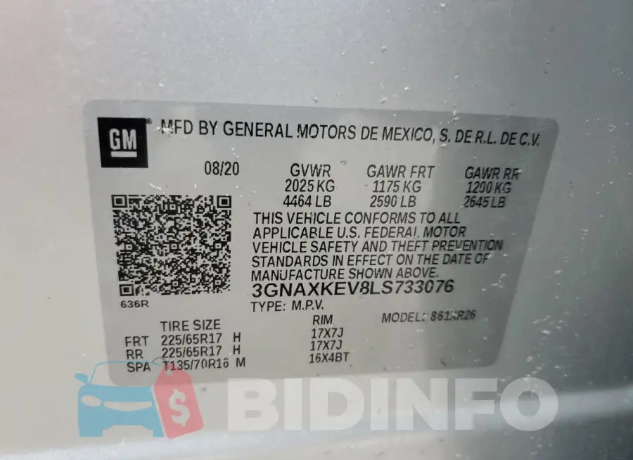 3GNAXKEV8LS733076 Photo# 14