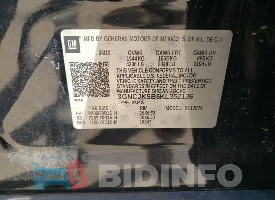 3GNCJKSB5KL352136 Photo# 13