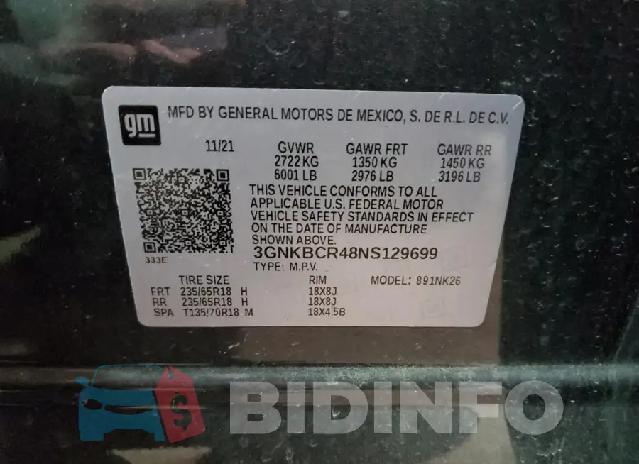 3GNKBCR48NS129699 Photo# 13