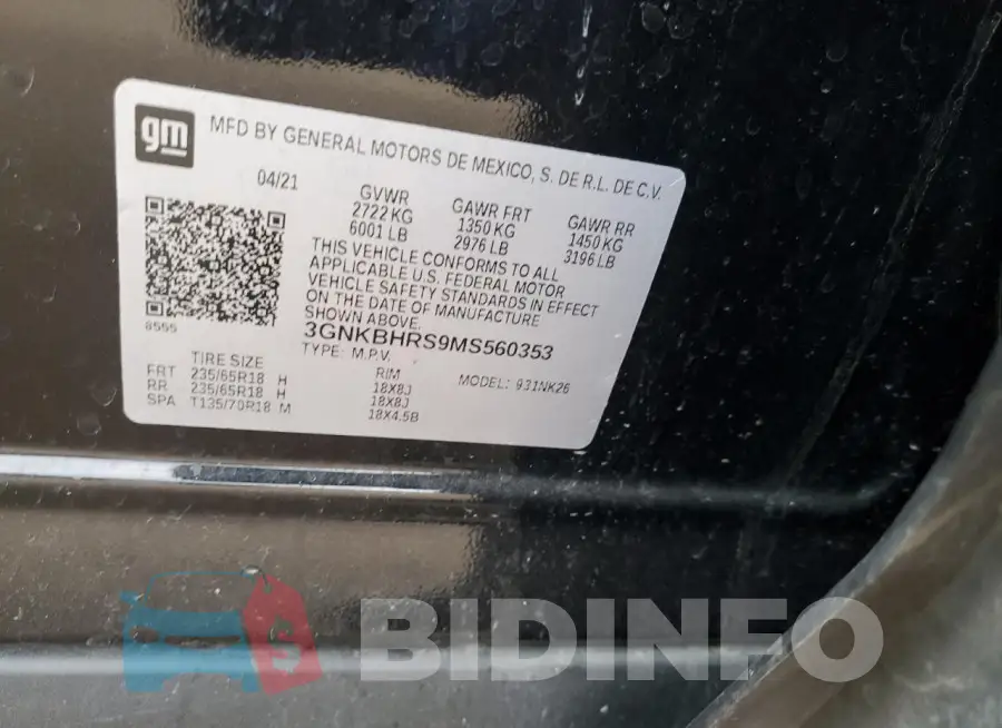 3GNKBHRS9MS560353 Photo# 13