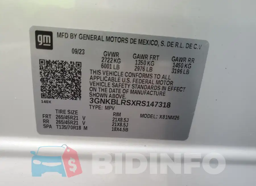 3GNKBLRSXRS147318 Photo# 12