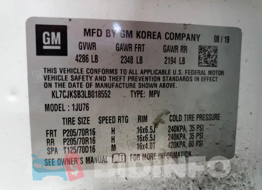KL7CJKSB3LB018552 Photo# 13