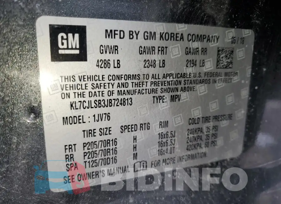KL7CJLSB3JB724813 Photo# 14
