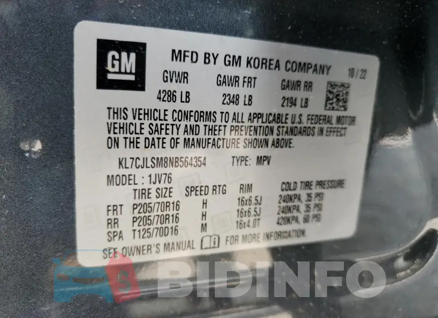 KL7CJLSM8NB564354 Photo# 13
