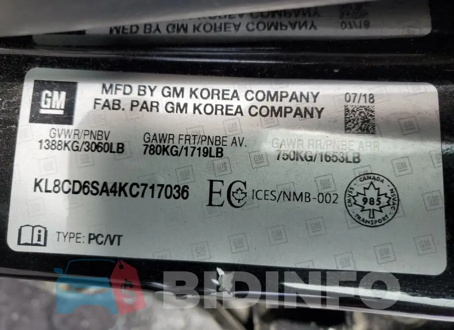 KL8CD6SA4KC717036 Photo# 12
