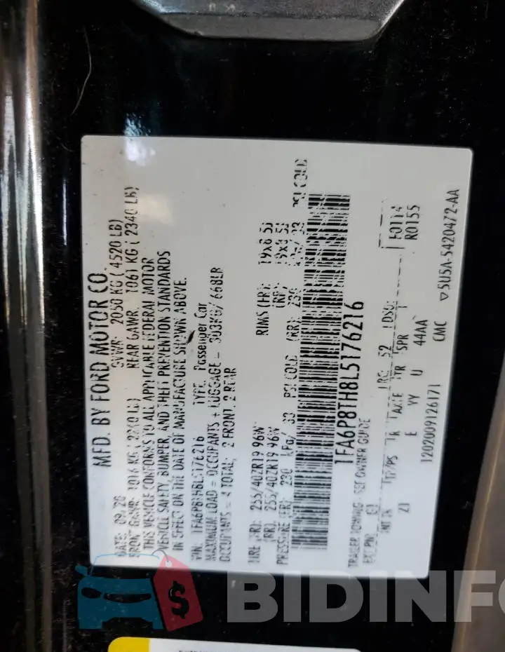 1FA6P8TH8L5176216 Photo# 12