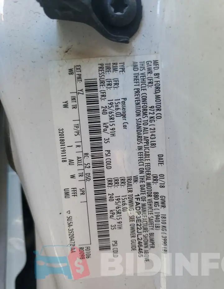 1FADP3E22JL246465 Photo# 12