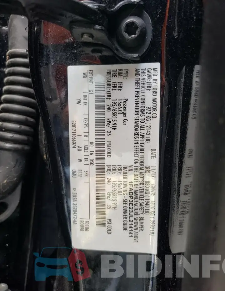 1FADP3E23JL214141 Photo# 12