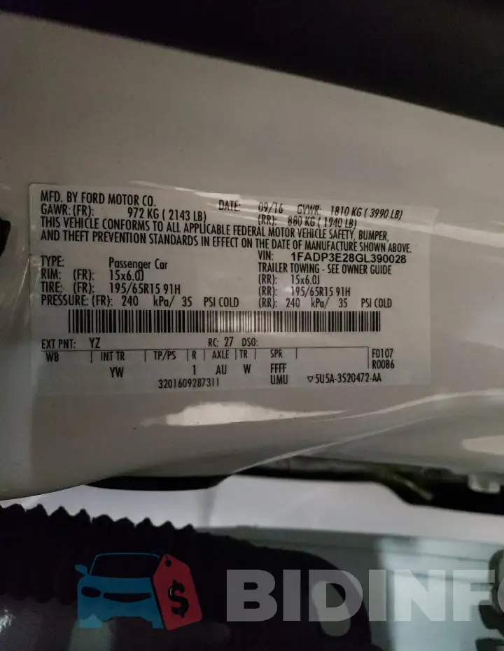 1FADP3E28GL390028 Photo# 12