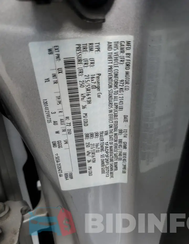1FADP3F26FL207013 Photo# 12