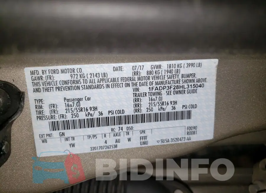 1FADP3F28HL315040 Photo# 12