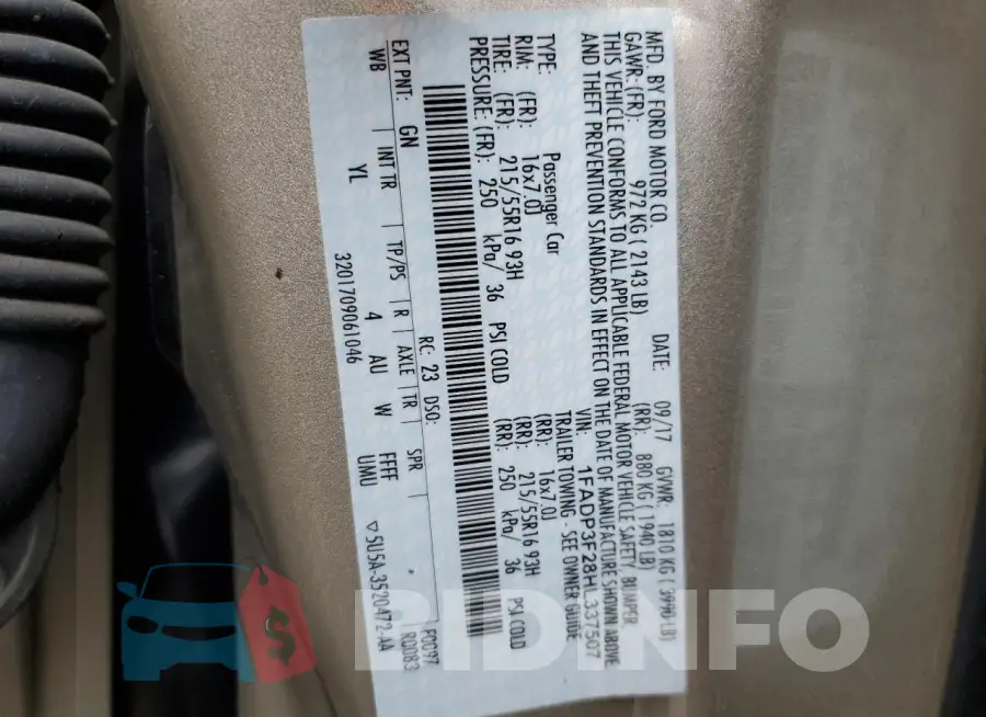 1FADP3F28HL337507 Photo# 13