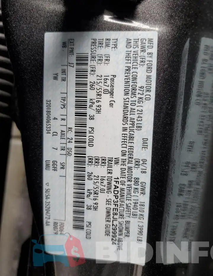 1FADP3FE8JL299924 Photo# 12