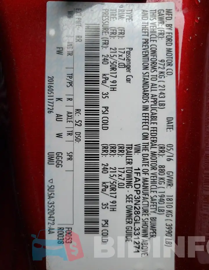 1FADP3N28GL331271 Photo# 13