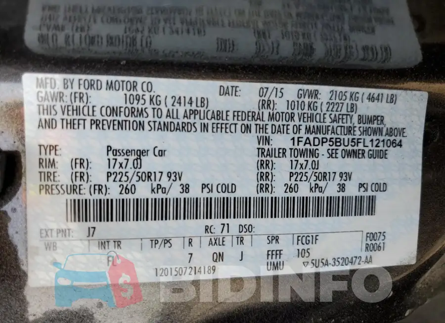 1FADP5BU5FL121064 Photo# 12