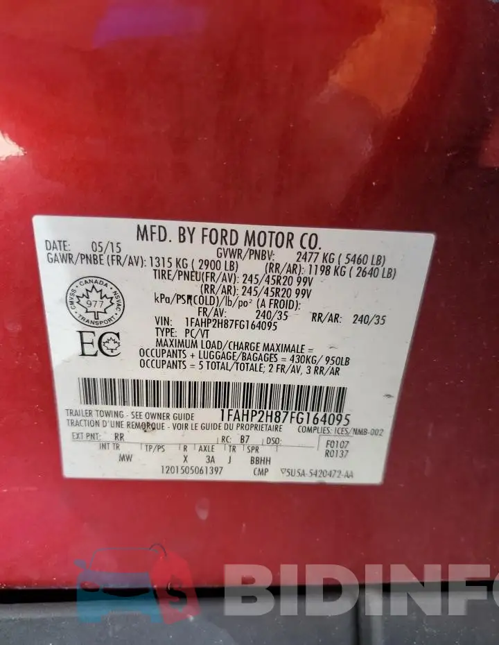 1FAHP2H87FG164095 Photo# 13