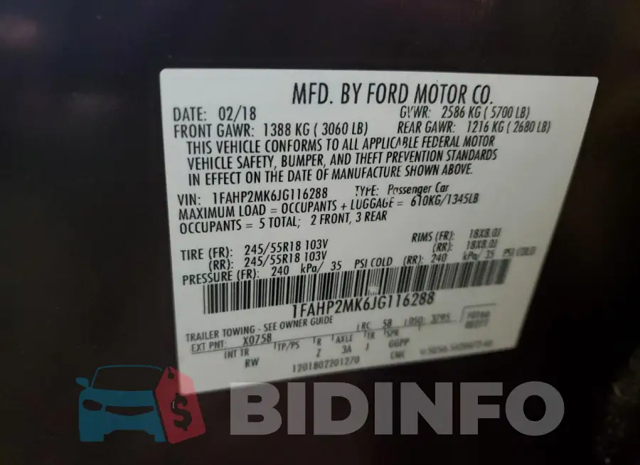 1FAHP2MK6JG116288 Photo# 12