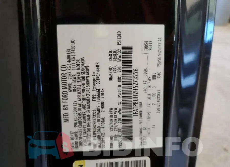 1FATP8UH2H5273226 Photo# 12