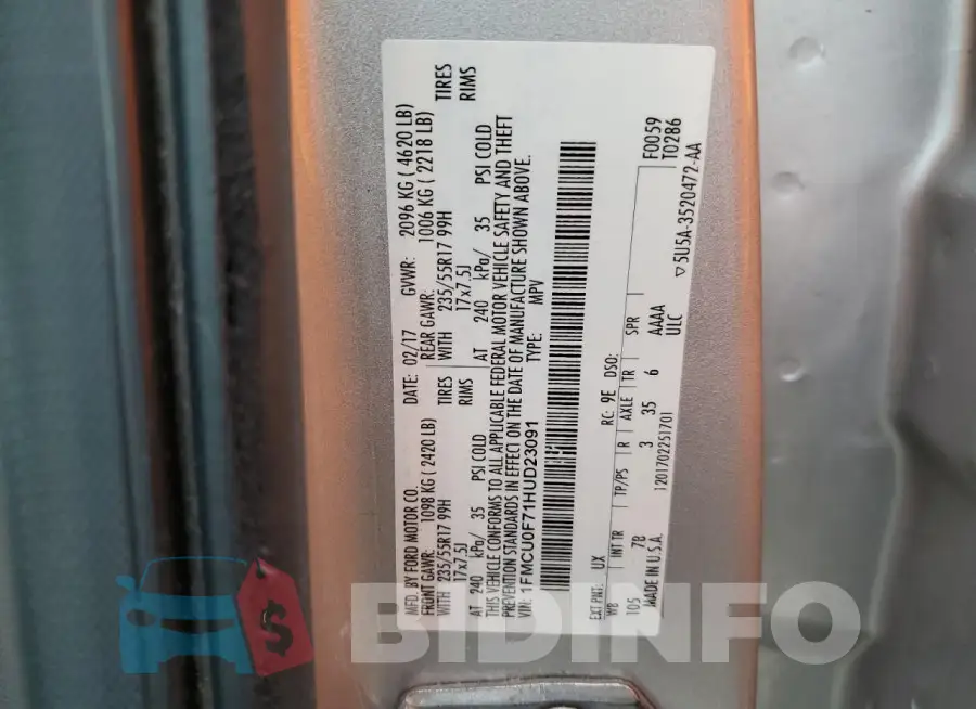 1FMCU0F71HUD23091 Photo# 13