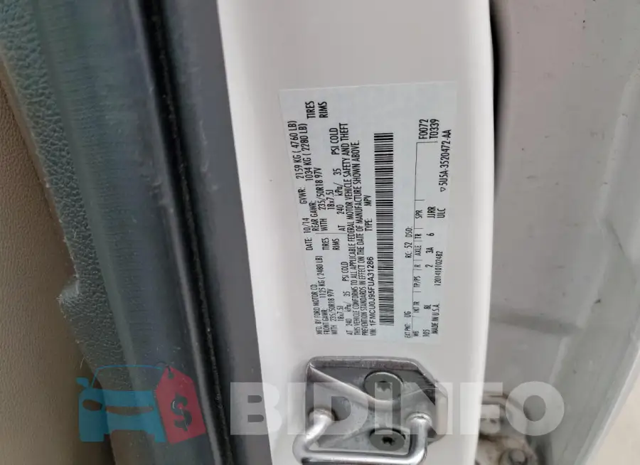 1FMCU0J95FUA31286 Photo# 12